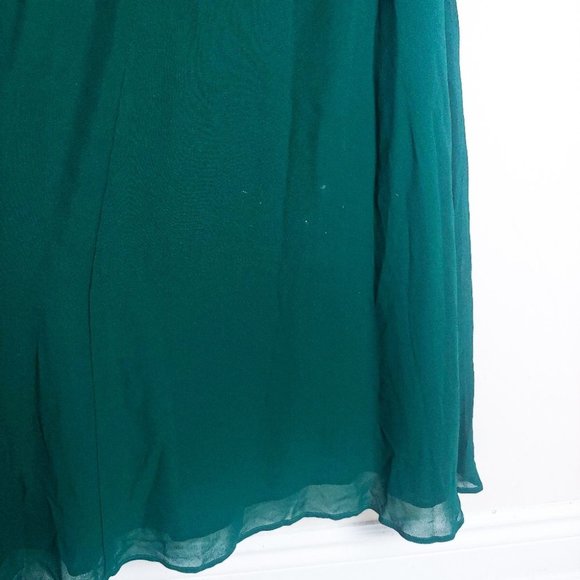 REFORMATION Metiers Dress Long Sleeve Emerald Slit Maxi Long V Neck Gown Small - Picture 10 of 11
